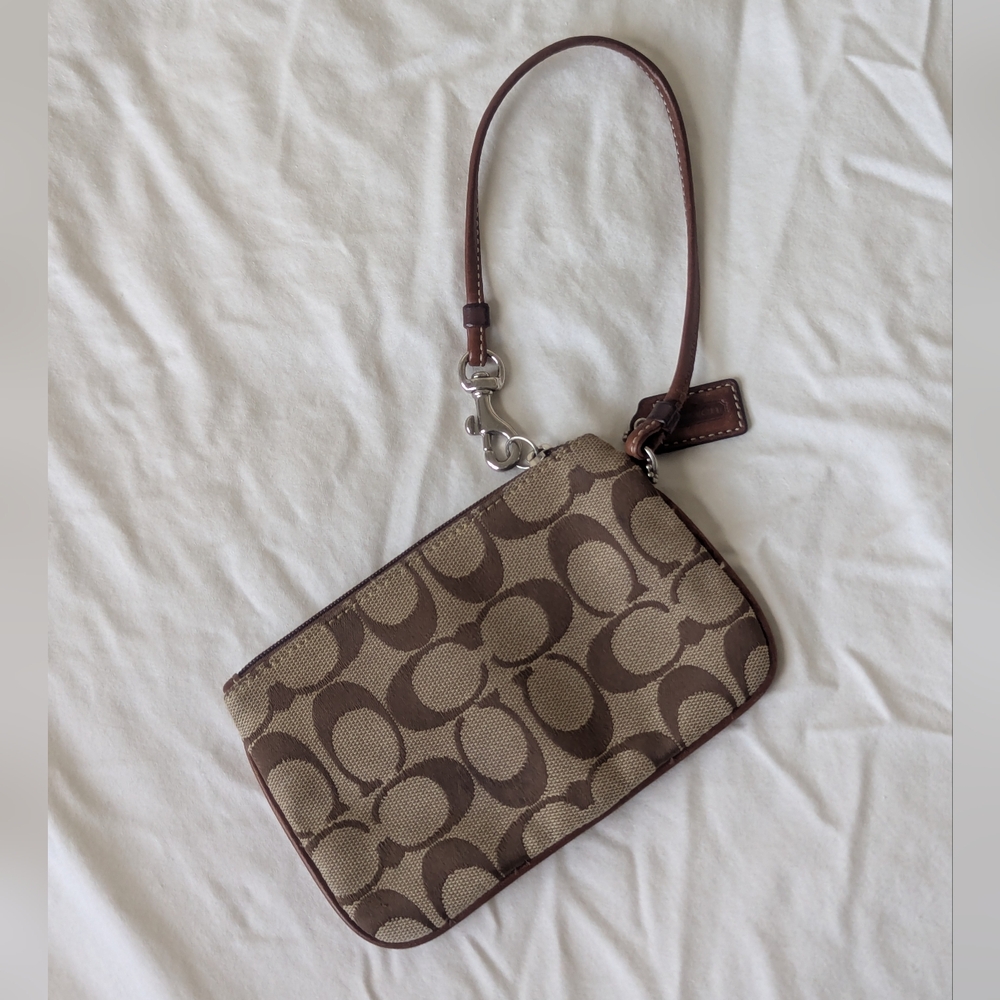 Coach Signature Brown Wristlet